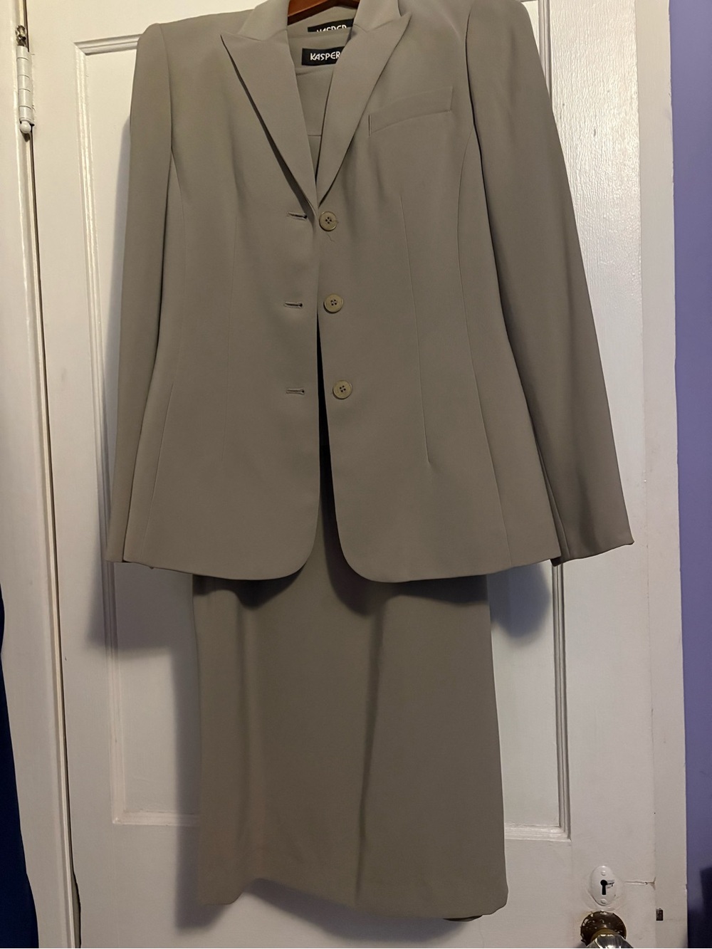 Kasper Women's Taupe Skirt Suit Jacket, Top and Skirt
